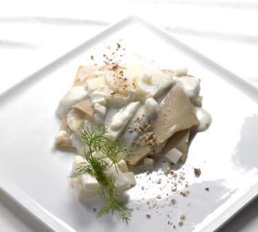 Lasagnette alle castagne con crema di Taleggio  e pere